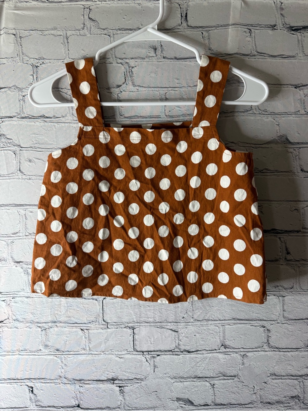 Polka Dot Crop Tank Top in Rust and White